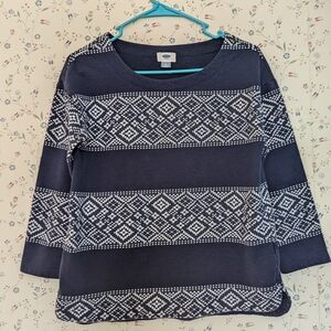 💙 Old Navy S White Aztec Patterned Top 2015 Cotton Blend